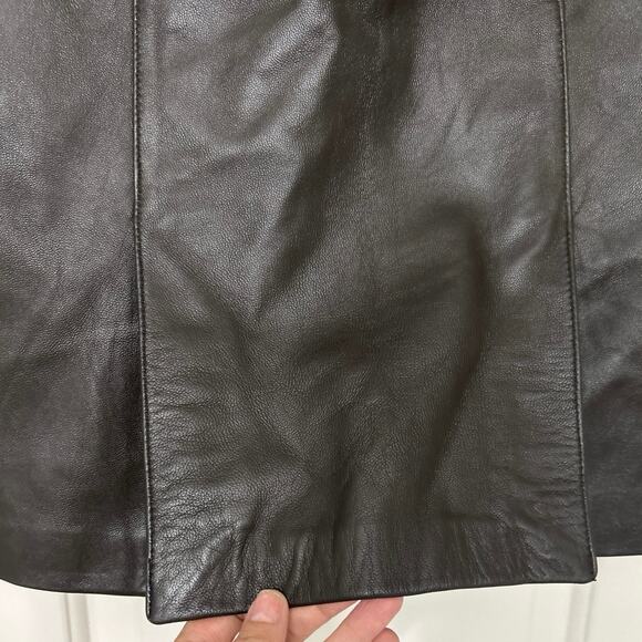 Chocolate Brown Soft Supple Leather Knee Length Pencil Skirt Small - Picture 5 of 10